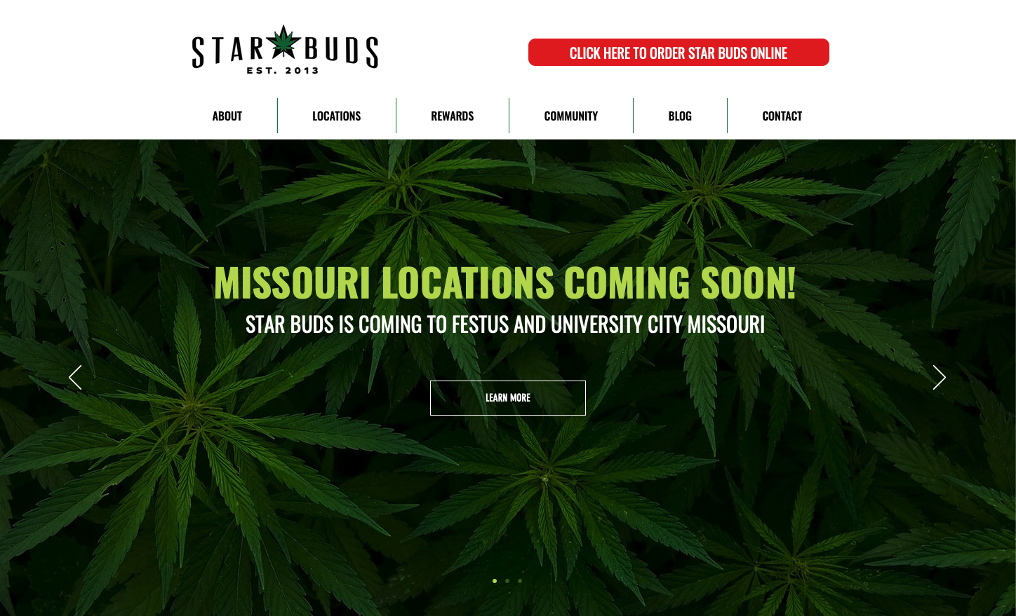 Starbuds in Colorado has a modern, clean website design.