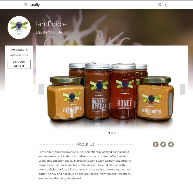 Iamedible Leafly vendor page