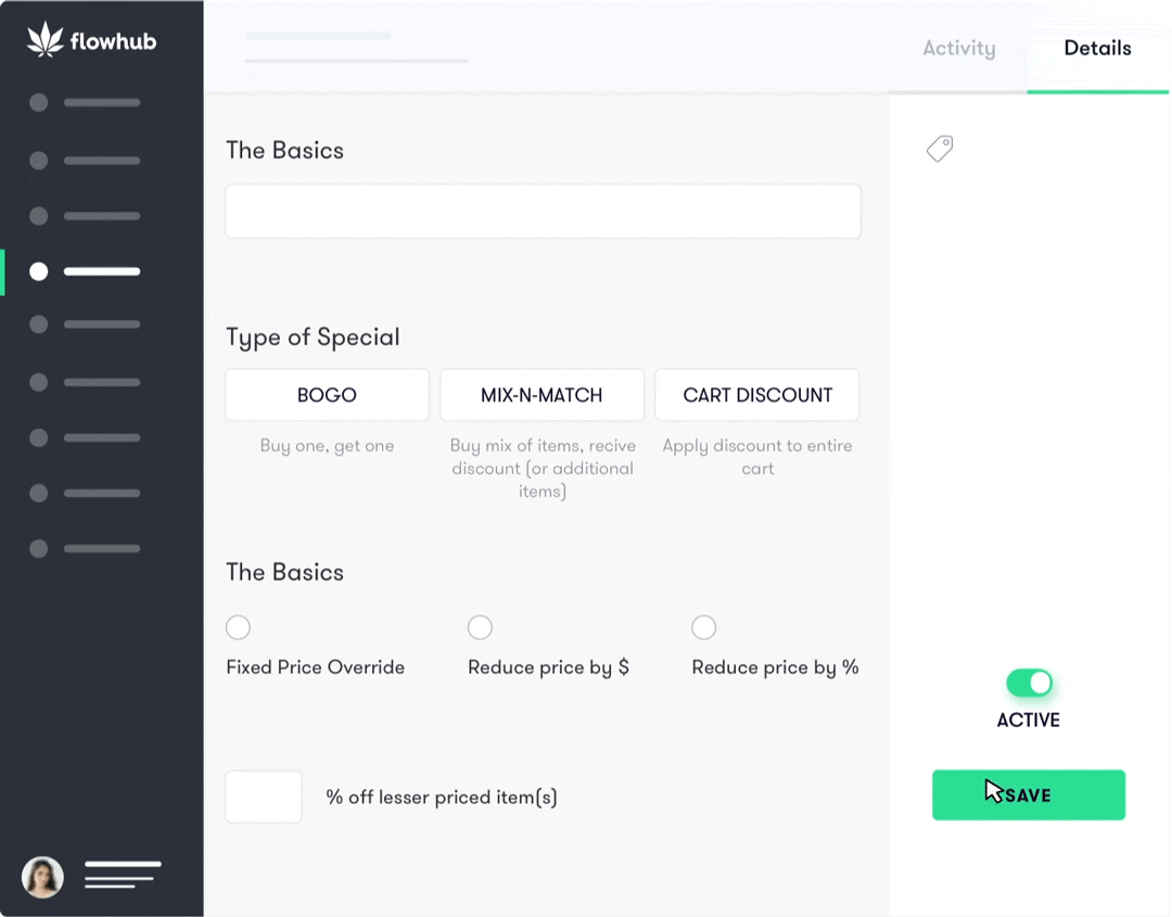 build a special in Flowhub